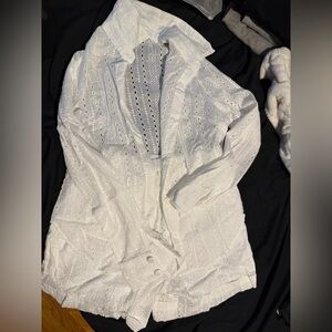 White Eyelet Women's Top and shorts set